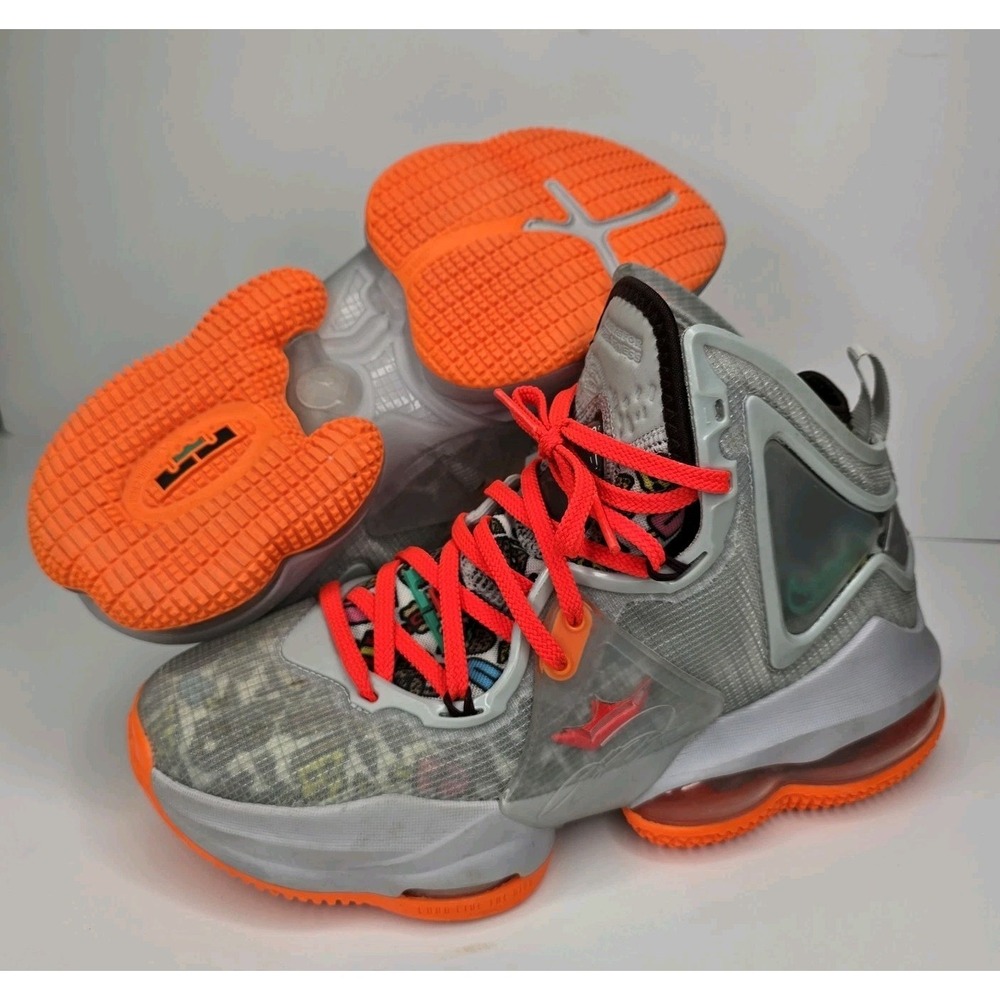 Nike Shoes Boys Size 6Y Lebron 19 Fast Food Gray Fog Lace Up Basketball Sneakers